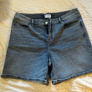 Lane Bryant Blue Denim Wide-Leg Jeans with Rhinestone Dots